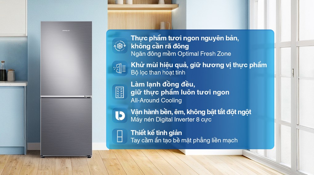 Tủ lạnh Samsung Inverter 280 lít RB27N4020S9 - Thiết kế ngăn đá dưới hiện đại với ngăn đông mềm tiện lợi